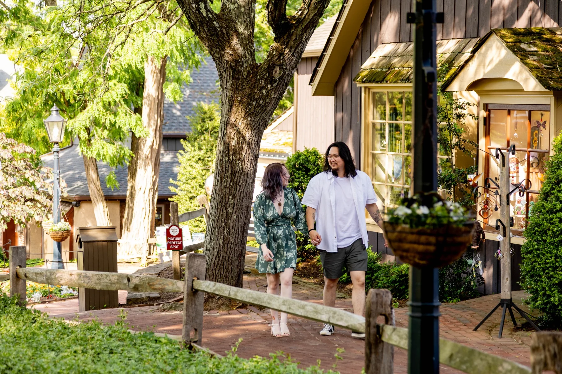 Couple walking together outdoors